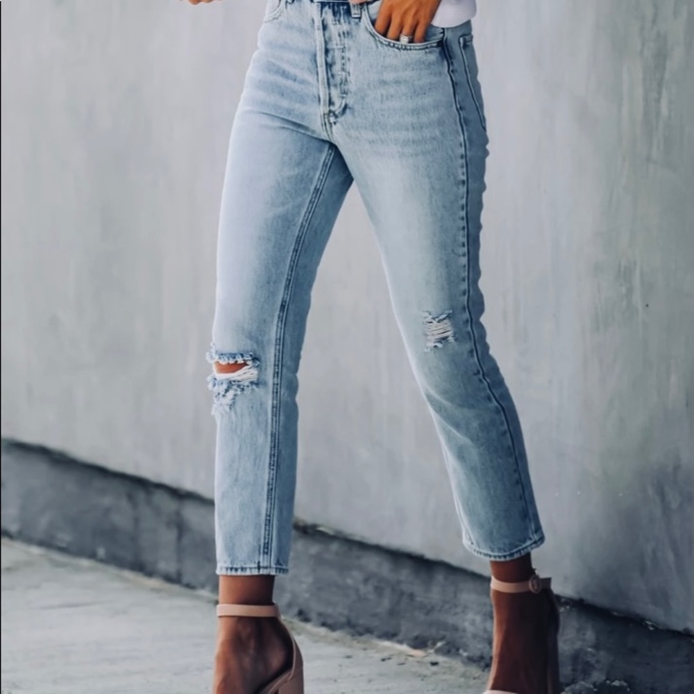 Kason Distressed High Rise Denim